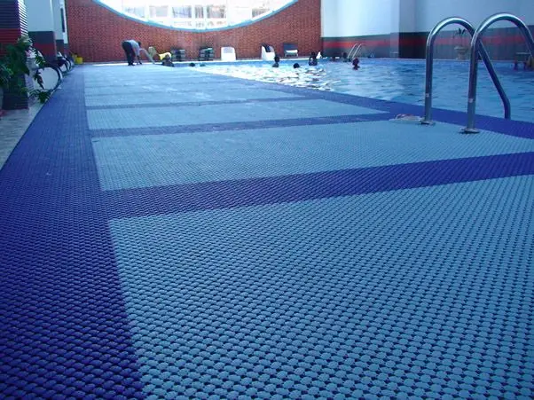 Close-up of anti-slip swimming pool mat texture